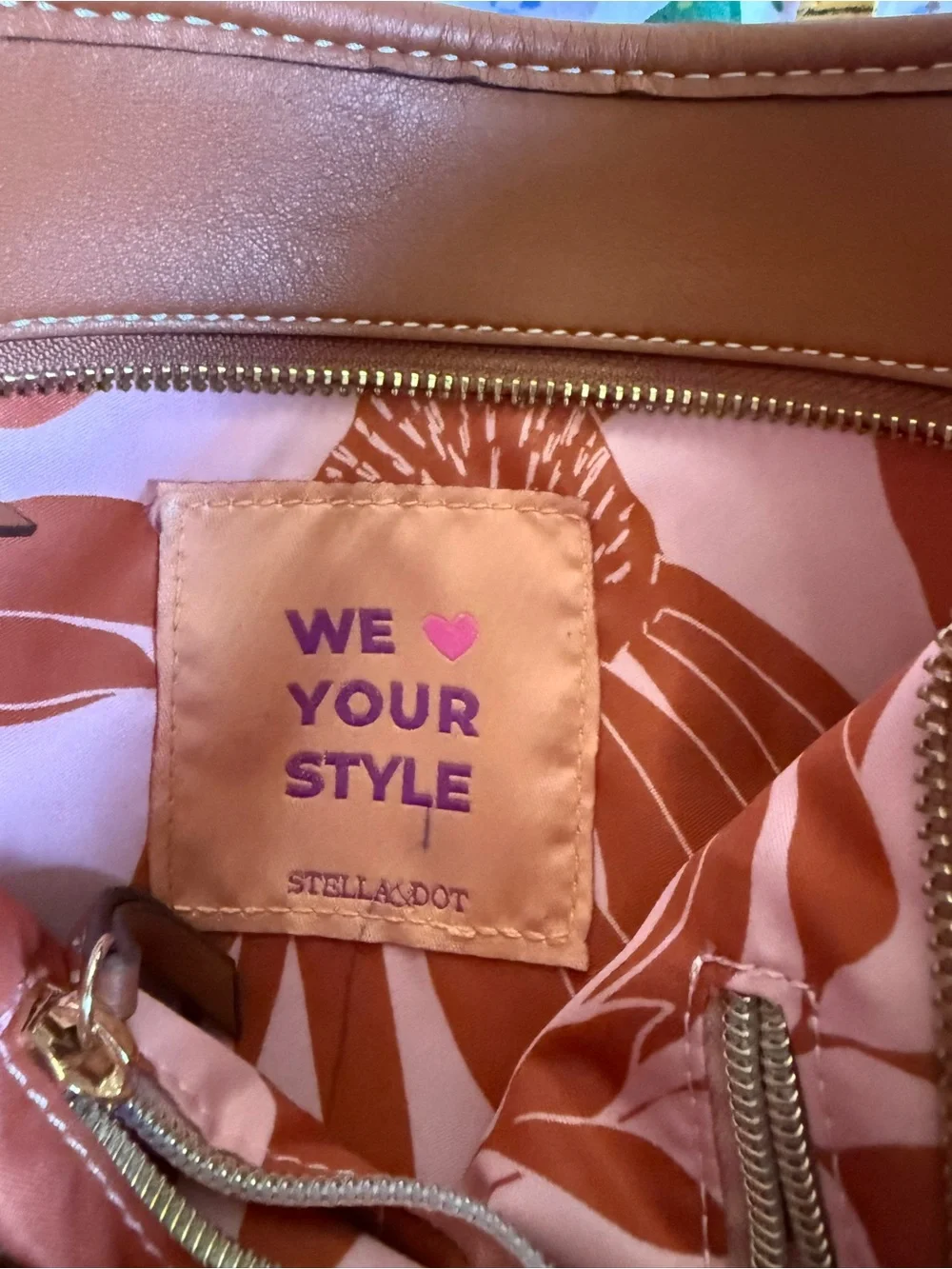Stella & Dot Natural Straw Crossbody with Brown Leather Trim and Patterned Strap